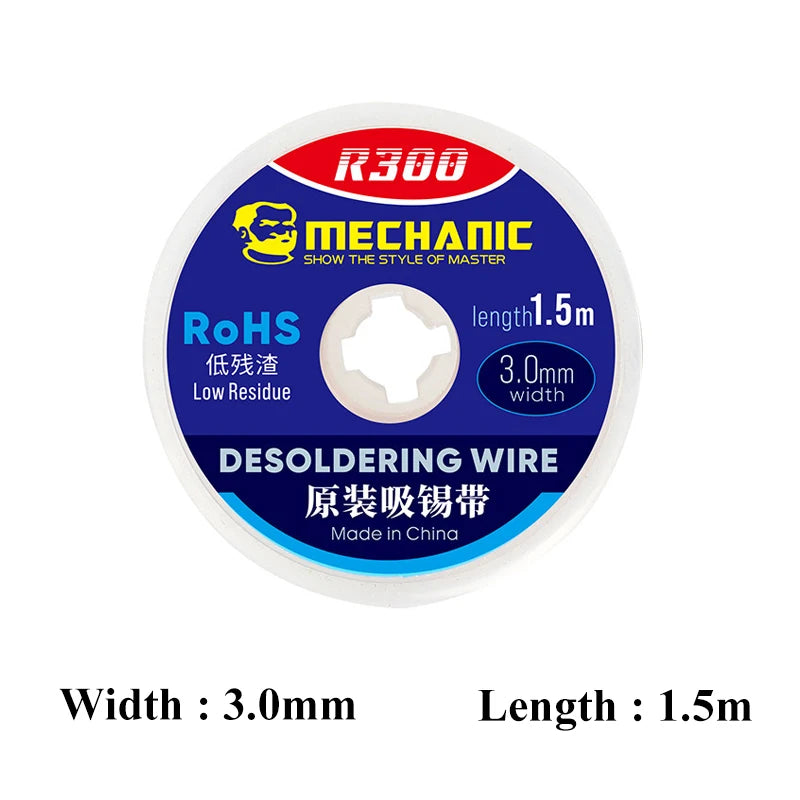 5pcs/lot MECHANIC Desoldering Braid 1.0/1.5/2.0/2.5/3.0/3.5/4.0mm 1.5M Length Welding Solder Remover Wick Wire BGA Repair Tools