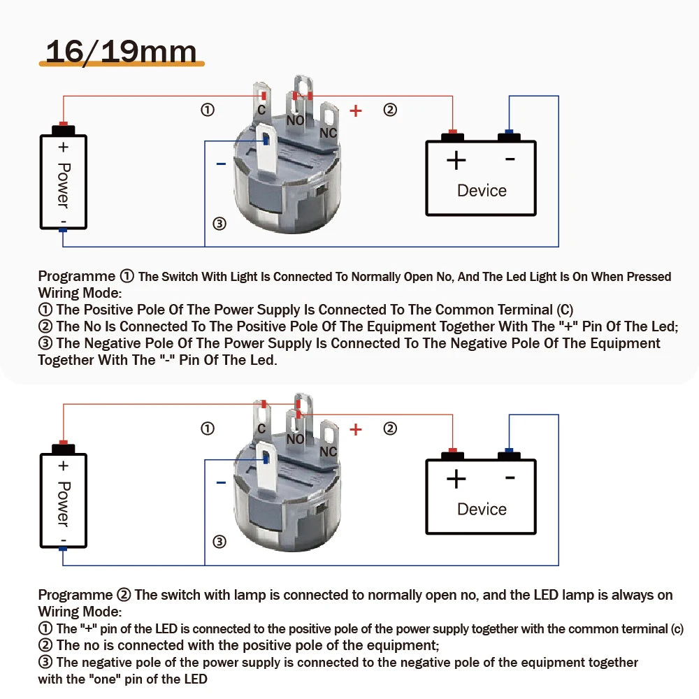 12/16/19/22mm Waterproof Metal Push Oxidized Black Button Switch LED Light Momentary Latching Car Engine Power Switch 5V 12V 24V