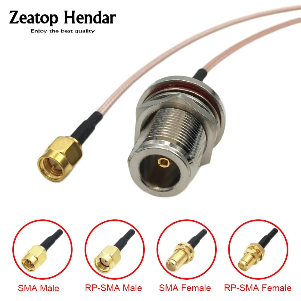 1Pcs Waterproof N Female Bulkhead Plug to SMA / RP-SMA Male / Female Jack RG316 Blue / Brown RF Coaxial Jumper Cable Connector