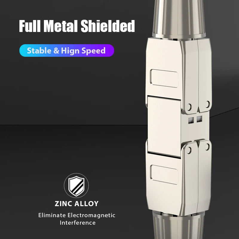 ZoeRax Cat6A Cat7 Cable Extender Junction Adapter RJ45 Connector Box RJ45 Lan Cable Extension Connector Full Shielded Toolless