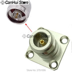 1Pcs N-KF N type female jack RF base coaxial connector 4-hole panel mount Flange antenna socket 25x25mm