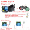 433Mhz RF Remote Control Wireless Switch DC 5V 12V 1CH 2 Way Relay Receiver and 2CH Transmitter For Door Electromagnetic Lock