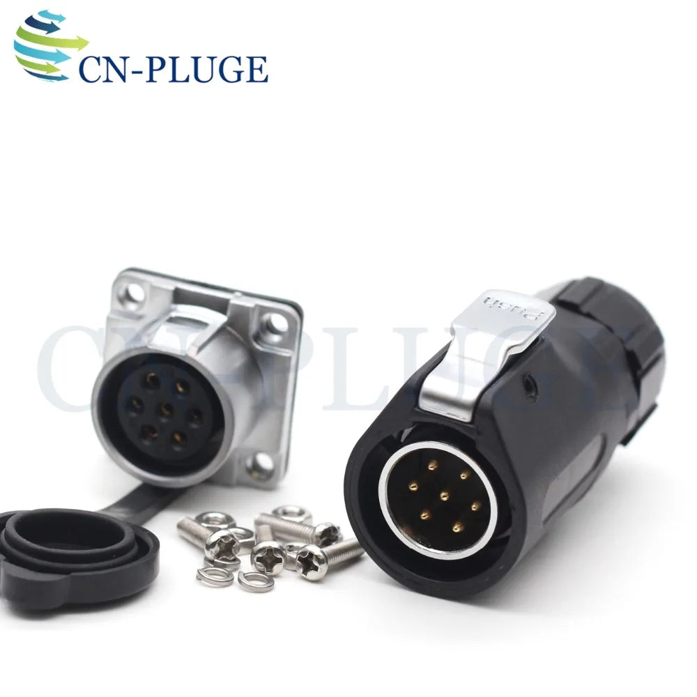 XHP20, IP67 2 3 4 5 67 8 9 10 12-Pin Waterproof Electrical Connector, 20mm Aviation Square Panel Mounting Male Plug