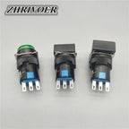 16mm LA16-11 Push Button Switch Self-locking/Latching Self-reset/Momentary 3 Pin NO+NC 1A/250VAC Blue Green Red Yellow White