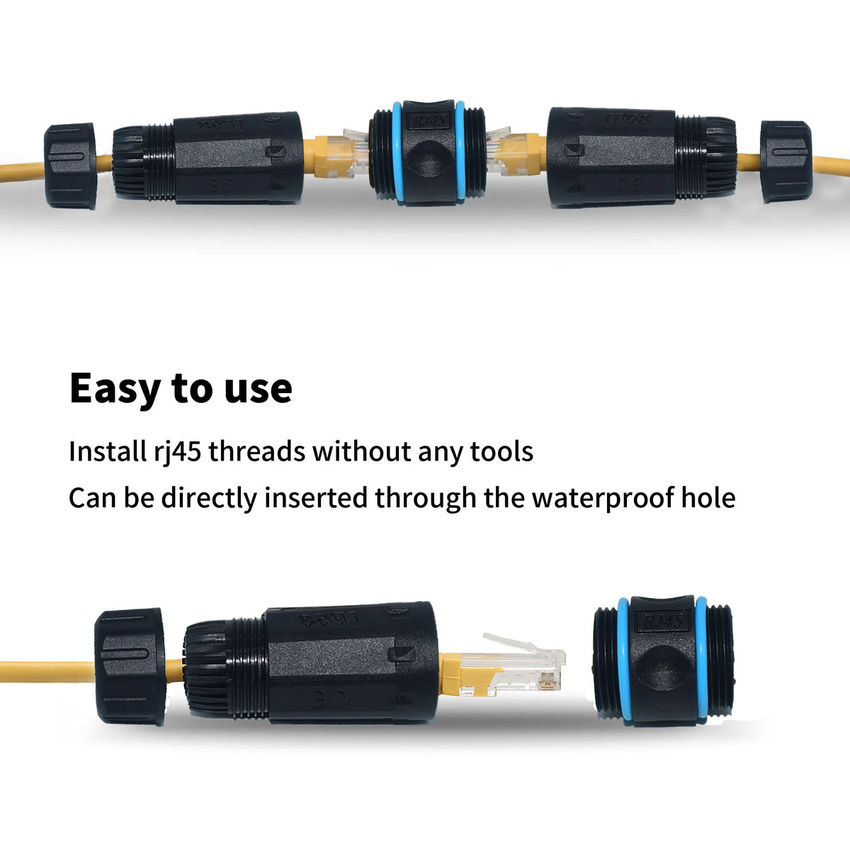 YXY IP68 RJ45 Outdoor CAT6 STP Waterproof Connector Nylon PA66 Rubber Ring Material