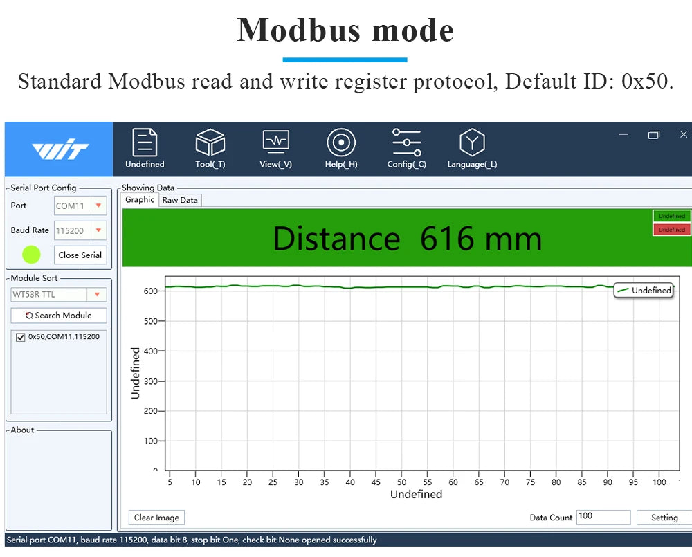 WT53R Time-of-Flight (ToF)Laser Ranging Sensor Module,VL53L1X Sensor Module Distance 400cm,RS485 Modbus/TTL, TOF050F TOF200F