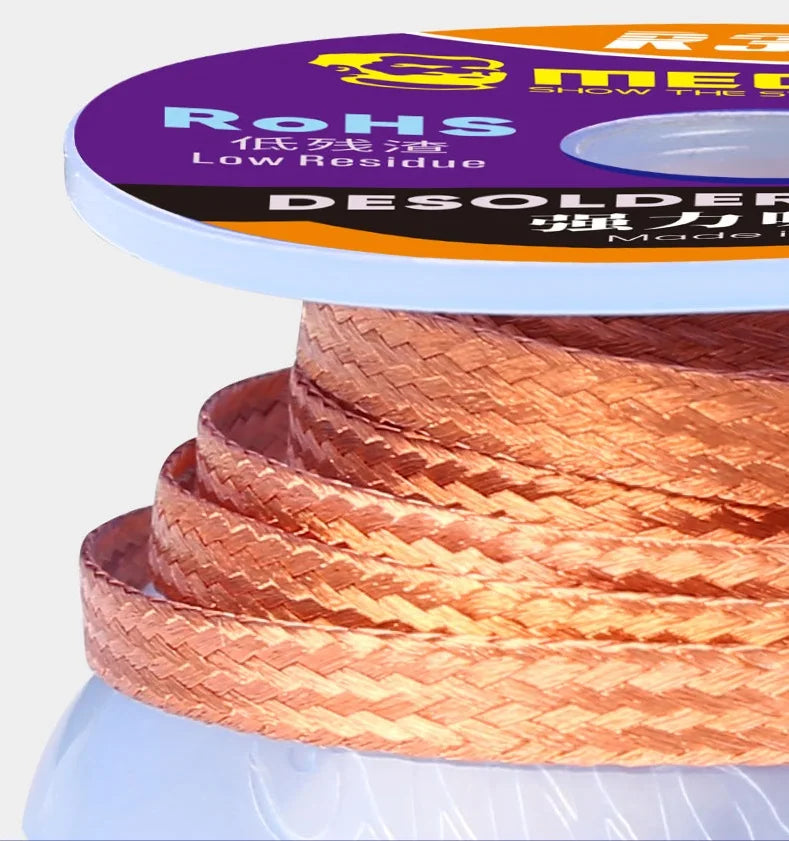 MECHANIC R350 Series Width 1.0-4.0mm Length 1.5m Solder Remove Cord Pure Copper Braid Tin Absorption Belt Single Layer Wick Wire