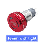 Metal Emergency Stop Switch 16MM 19MM 22MM E-stop Button Rotary Push-pull Emergency Stop Button with LED light 220V 24V 12V
