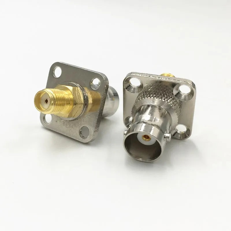 10Pcs Brass SMA Female to BNC Female Plug SMA / BNC  F/F with 4 Hole Flange Mount Adapter Connector