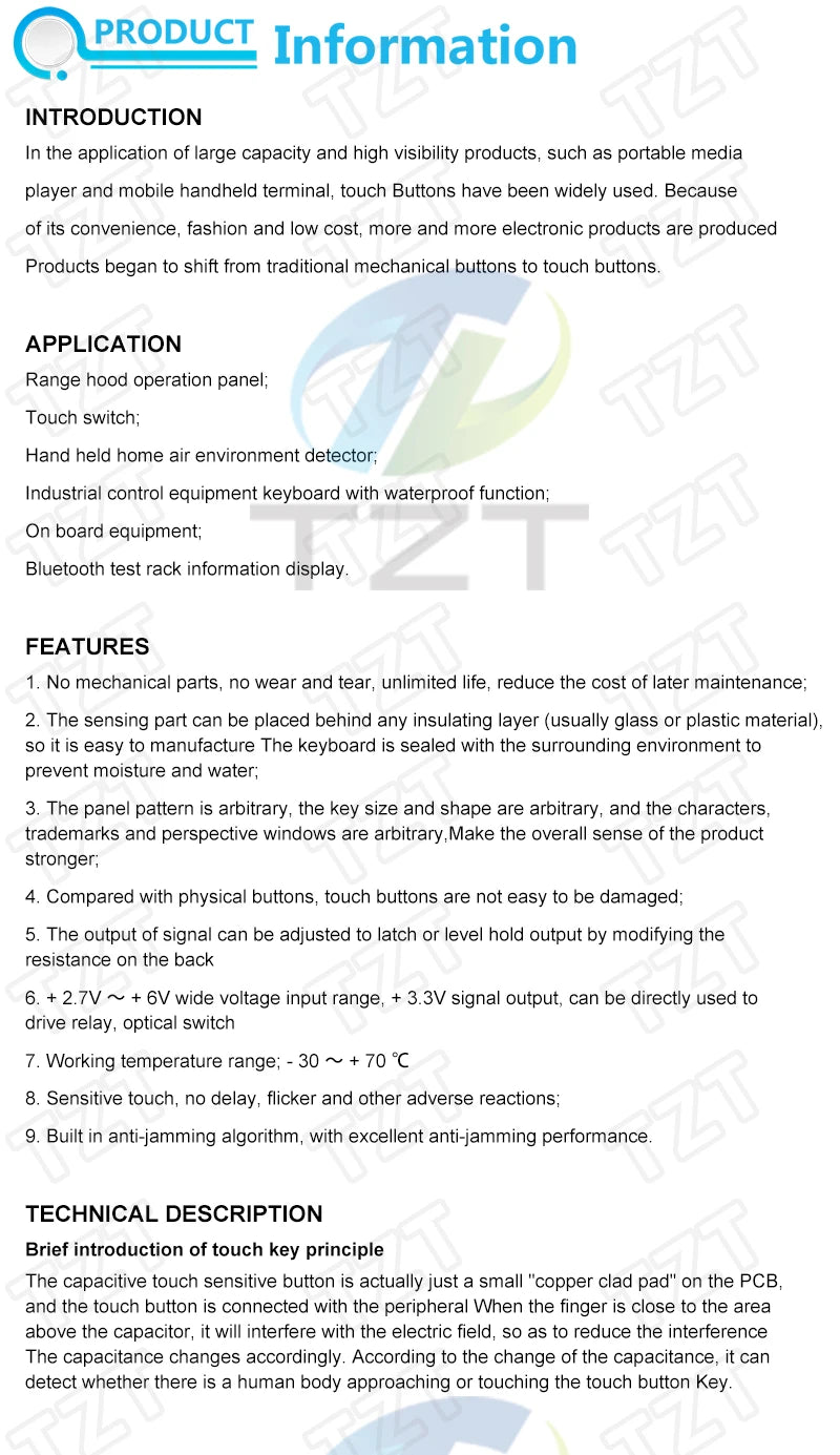 TZT TTP223 12V 1-Channel Touch Relay Module Capacitive Touch Key Switch Sensor Self-Locking/No-Locking HTTM Touch Button