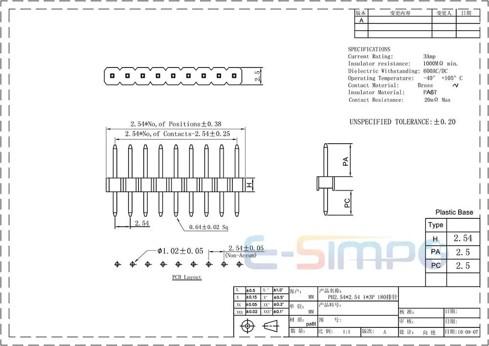 100pcs 2.54mm Male 1X3/4/5/6/7/8/40P L7.5 Low Profile Breakable Rohs Goldplate Single Row Straight PCB Male Pin Header Connector