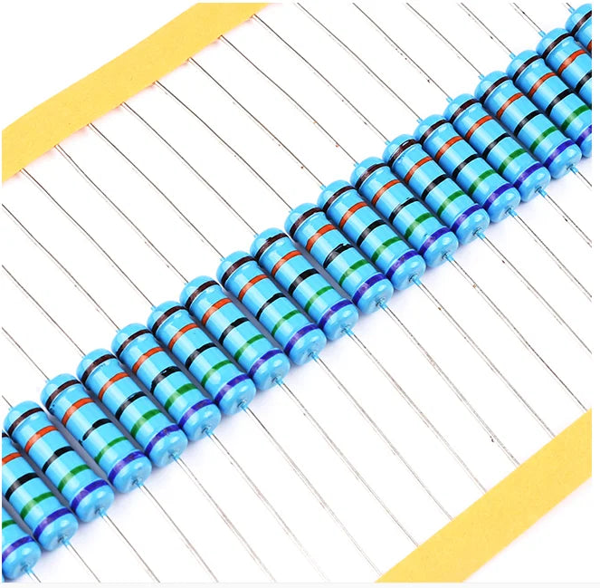 20PCS 1W Metal Film Resistor 1% Five-color Ring Power Resistor 0.1~1M 2 4.7 10R 47 100 220 360 470 1K 2.2K 10K 22K 4.7K 100K Ohm