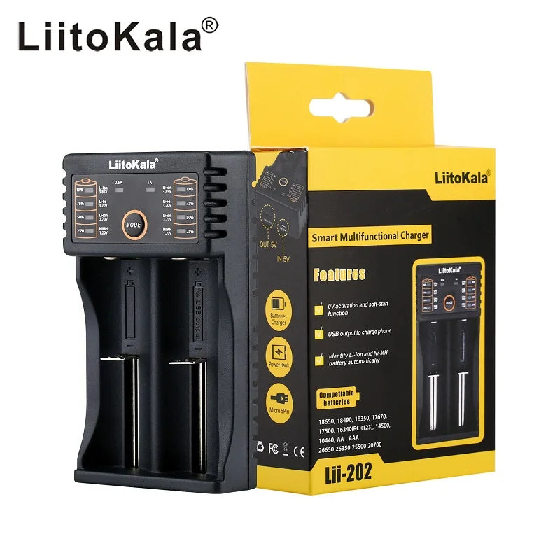 LiitoKala Lii-600 Lii-PD4 Lii-PD2 Lii-500 Lii-S8 LCD Battery Charger  For 21700 18650 18350 26650 22650 14500 NiMH