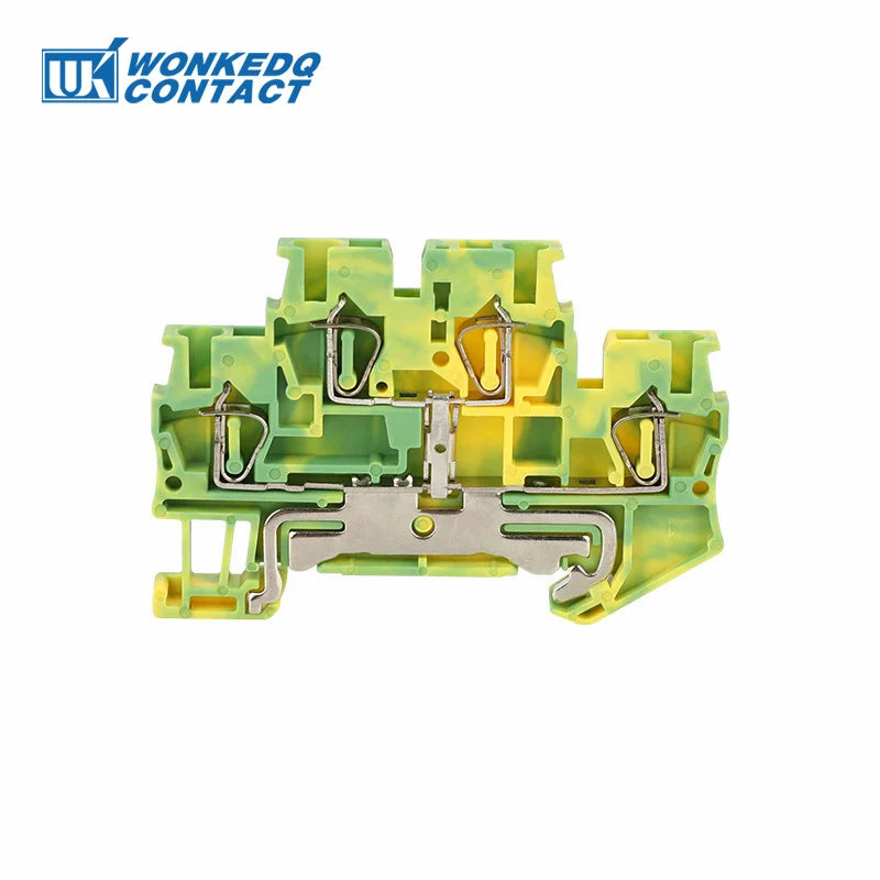 5Pcs STTB2.5-PE Ground Wire Connector Spring-cage 2 Level Earth Protect Plug Electrical STTB 2.5 PE Din Rail Terminal Block