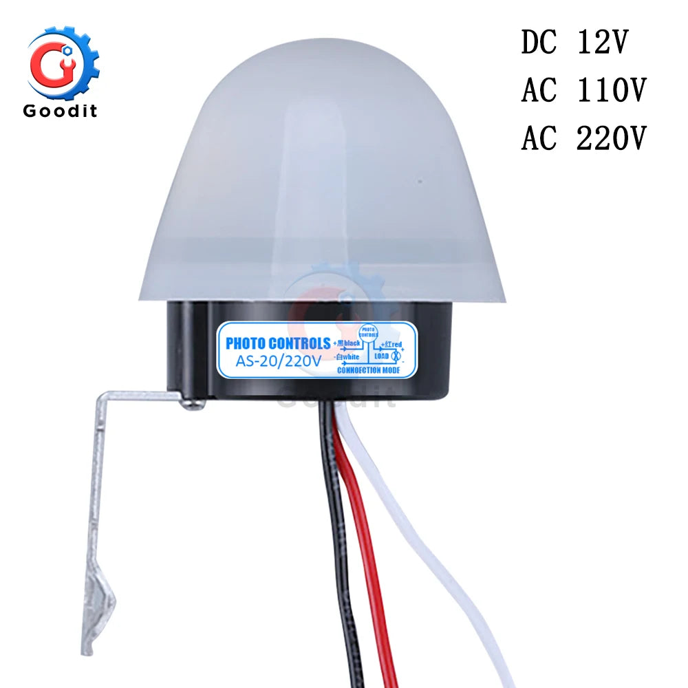 Waterproof Sensitive Auto Photo Switch AS-20 DC 12V AC 110V 220V 10A On/Off Photocell Street Light Switch Sensor Switch Tools
