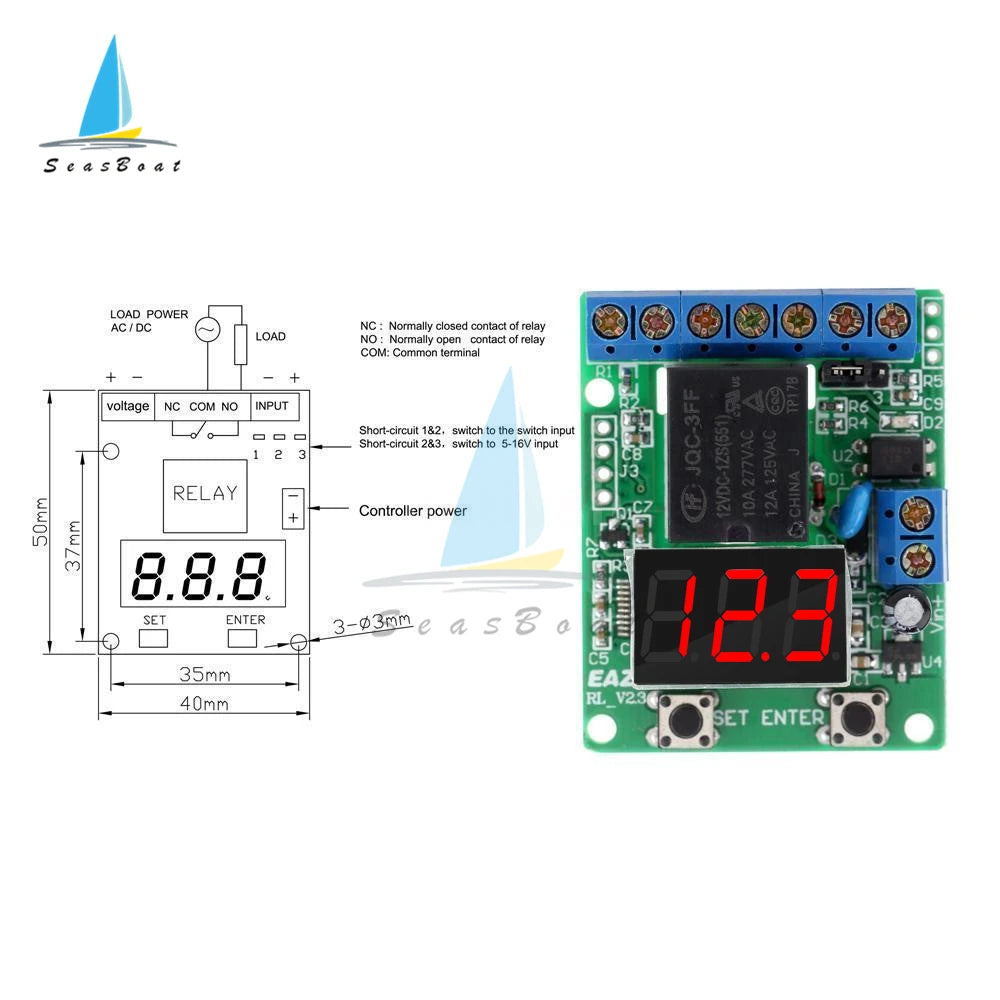 DC 12V 24V LED Digital Voltage Control Relay Module Relay Switch Control Board Voltage Detection Charging Discharge Monitor