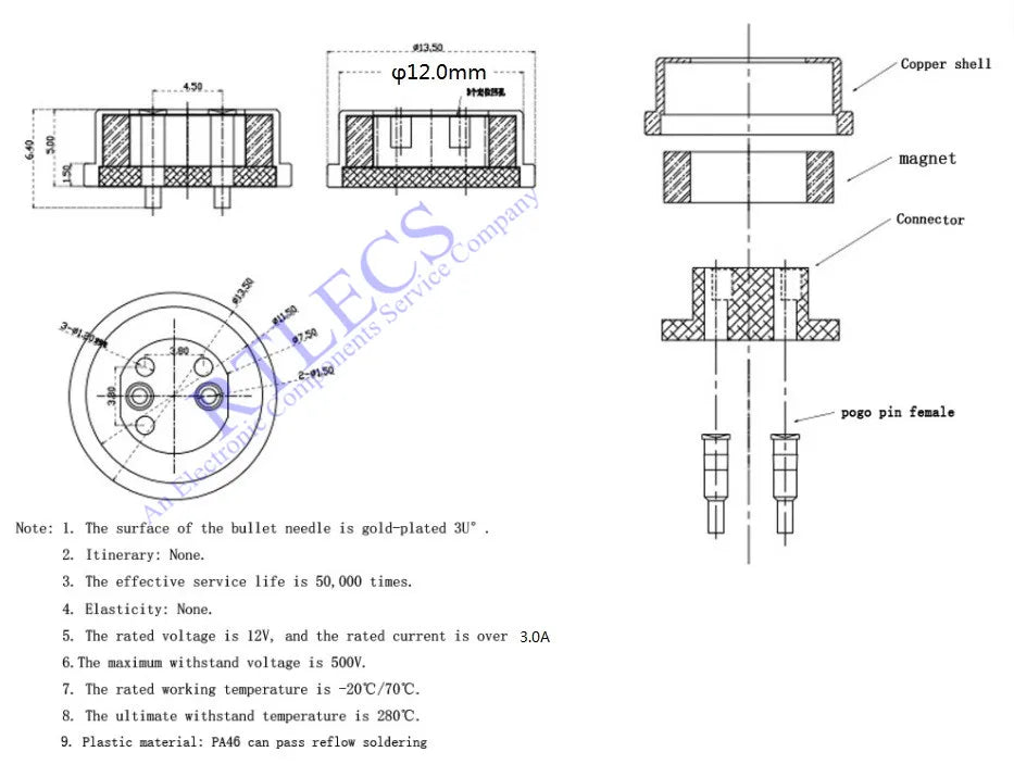 1/3/5 Pair Circular Shape Magnetic Pogo Pin Connector 1 2 3 4 5 Pole Male Female Probe DC Power Charging Round Profile