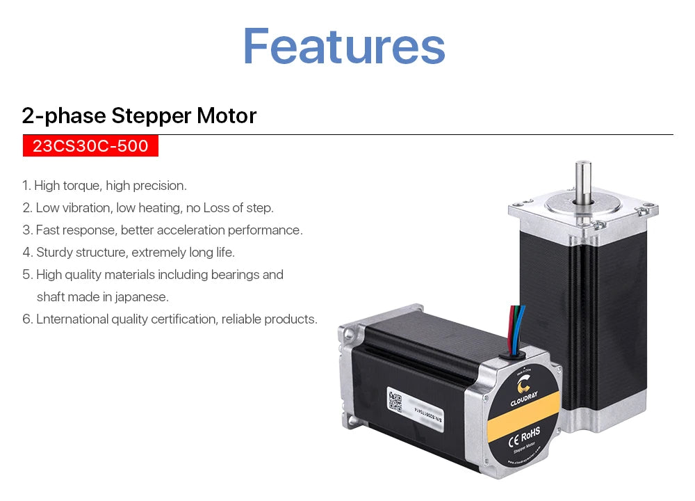 Cloudray Nema 23 Open Loop Stepper Motor Kit 2 Phase 3N.m 5.0A 23CS30C-500+DM556S for 3D printer CNC Engraving Milling Machine