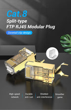 Vention RJ45 Connector Cat8 8P8C Modular Ethernet Cable Cat 8 FTP Head Plug Gold Plated 40Gbps Crimp Network Connerctor Cat8
