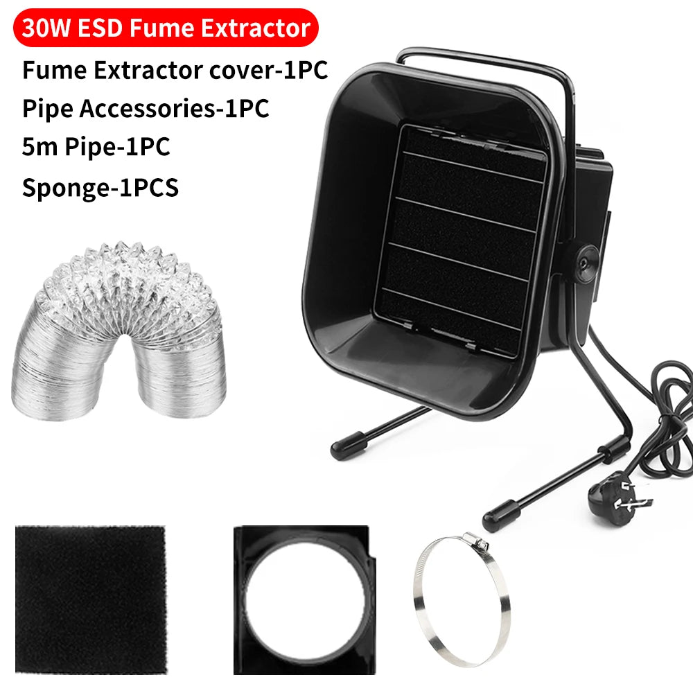 LUXIANZI 16/30/50/60w Solder Iron Smoke Absorber Set Smoking Instrument with Filter Sponge EU/US/UK Plug ESD Fume Extractor Kit