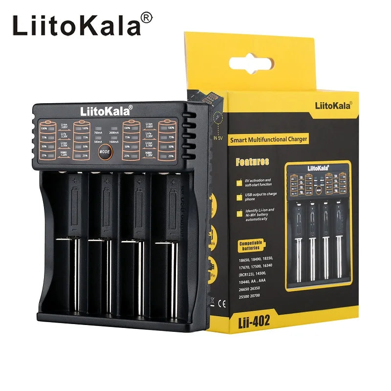 LiitoKala Lii-600 Lii-PD4 Lii-PD2 Lii-500 Lii-S8 LCD Battery Charger  For 21700 18650 18350 26650 22650 14500 NiMH