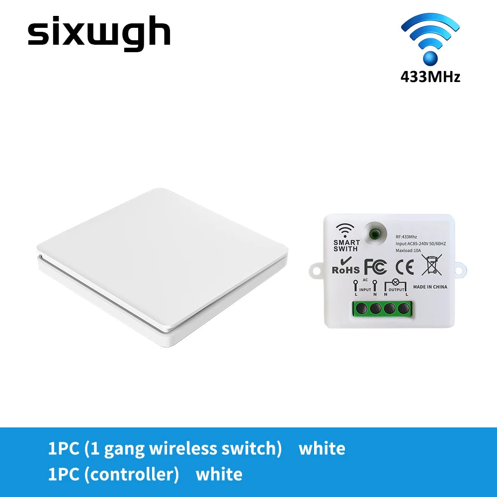 SIXWGH Smart Wireless Switch RF433Mhz Self-Powered Push Button Wall Panels Remote Controller Light Switch Waterproof Wall Switch