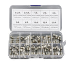 100Pcs Quick Blow Glass Tube Fuse Assorted Kits 5x20mm Fast-blow Fuses Set 0.2A-20A Electrical Circuit Protection
