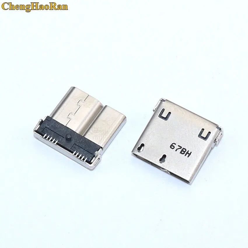 ChengHaoRan 2PCS Micro USB 3.0 Jack 10pin Female Sockect Tail Charging Port Mobile Hard Disk Interface Micro Connector