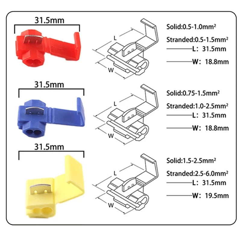 Scotch Lock Electric Wire Cable Connectors  AWG 22-18 Without Breaking Cable Insulated Crimp Splice Electrical Terminals