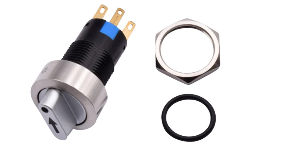 16mm Metal Rotary Selector Switch 2 3 Position On Off 12V Led Light Red Green Push Button Switch 1NO1NC 2NO2NC Latching SPDT