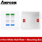 AMPCOM 86-type Wall Faceplate With Mounting Junction Box , Networking Telephone Socket Outlet Mount Panel For RJ45 RJ11 Module