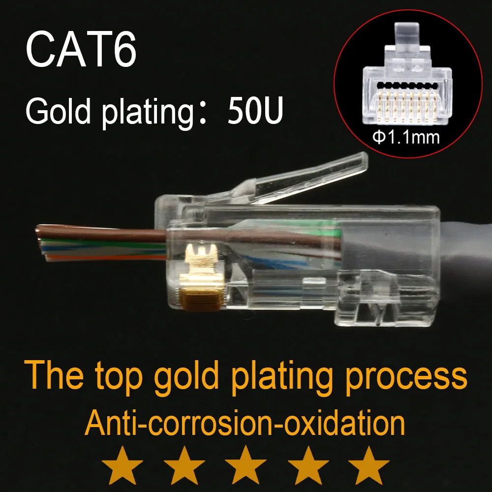 Xintylink RJ45 Connector CAT6 50U/6U Ethernet Cable RG45 Plug CAT5E UTP 8P8C RJ45 CAT6 Network Modular LAN Jack CAT5 Keystone