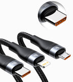 Baseus 3 in 1 USB Type C Cable for iPhone 15 14 13 12 Pro Charger Cable 100W Micro USB Type C Cable for Macbook Samsung Xiaomi
