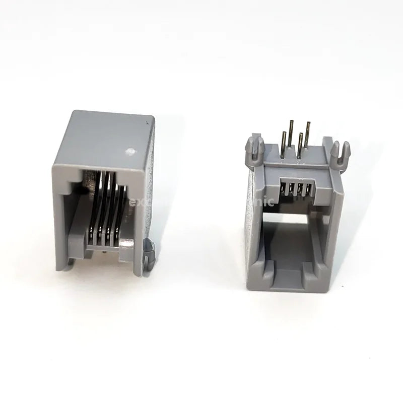 5/10Pcs RJ11 Telephone Socket 4P4C 6P4C 6P6C Plug Horizontal Right Angle 4 Pin/6 Pin Female Socket PCB Connector Gray