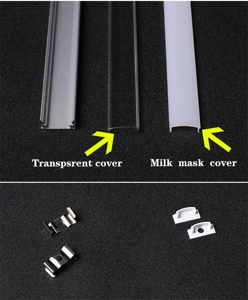 1-10 PCS LED Rigid Strip DC12V 50CM 20 Inch SMD5730 36LEDs U/V-Shaped Flat LED Aluminum Channel Rigid Strip for Indoor Lighting