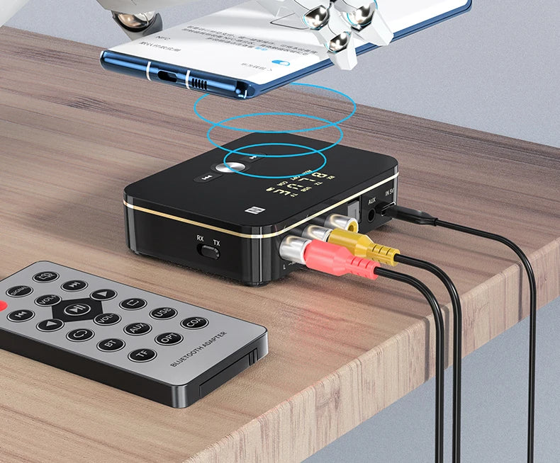 Bluetooth 5.0 Receiver Transmitter FM Stereo AUX 3.5mm Jack RCA Optical Wireless Audio Adapter Remote Control For TV  Car Kit
