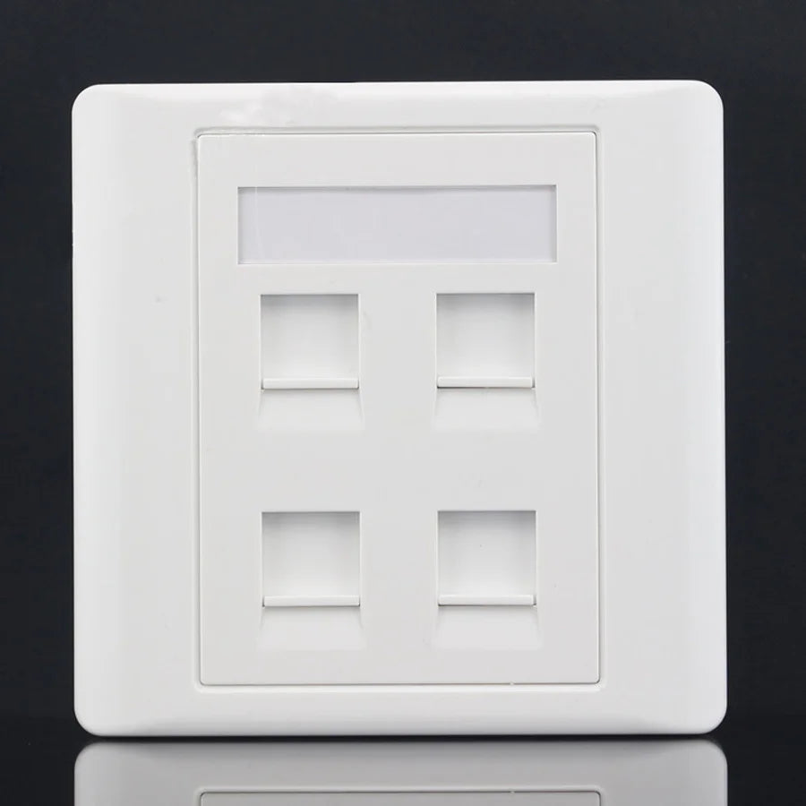 Xintylink RJ45 Socket Jack Modular 4 Port Cat5e Cat6 Keystone White PC Wall Face Plate Faceplate Toolless Wall Socket Panel 86mm