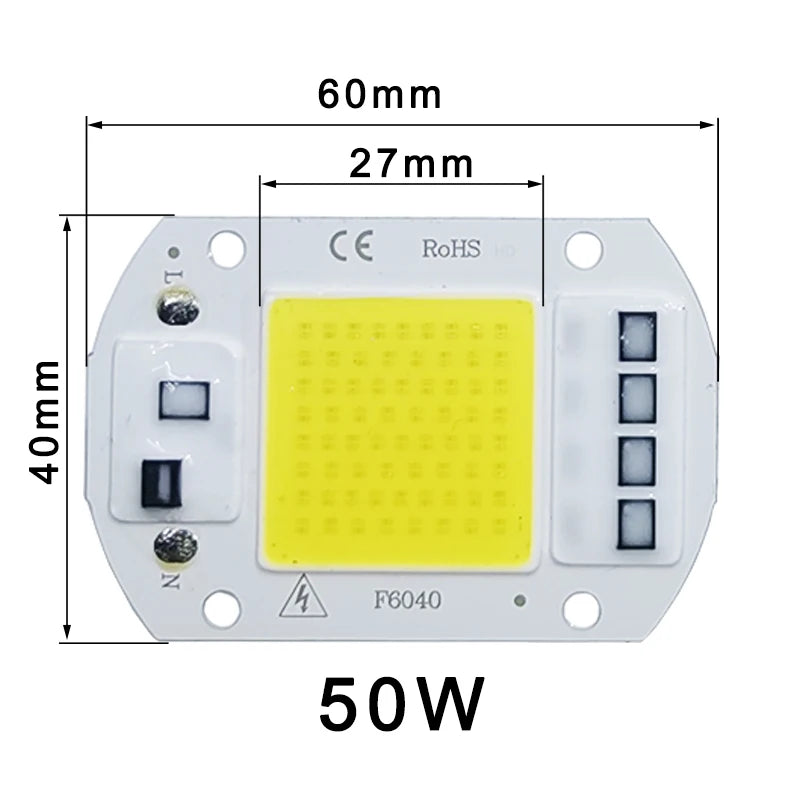COB LED Lamp Chip AC 220V LED Bulb 10W 20W 30W 50W IP65 High Power Smart IC DIY Flood light Bulb Spotlight Outdoor Chip Lamp
