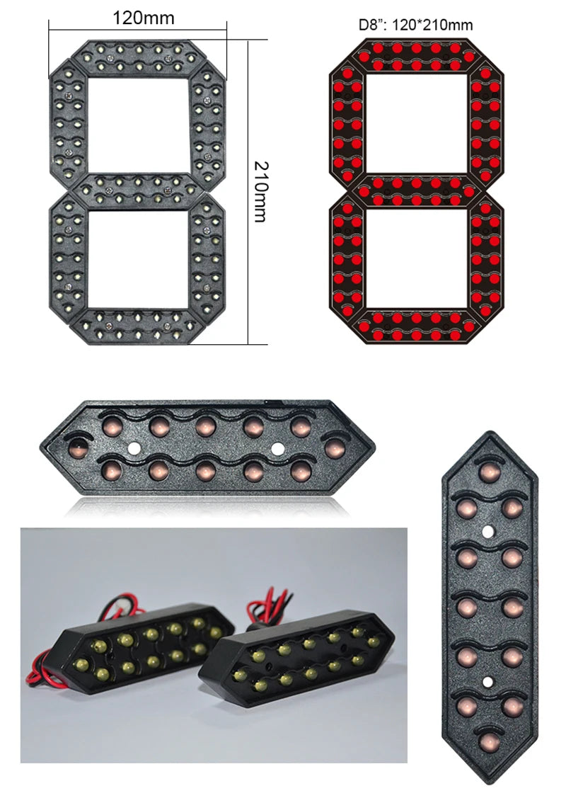 8 Inch 7 Segment Outdoor Waterproof Digital Number Module For LED Gas Station Electronic Fuel Price Sign