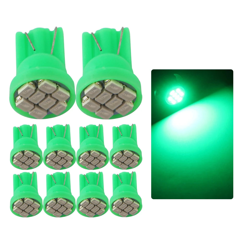 10Pcs AC/DC 6V 6.3V Led Bulb Arcade Pinball Car Light T10 W5W 555 192 168 194 1206 8 SMD LED White Blue Red Green Amber Pink