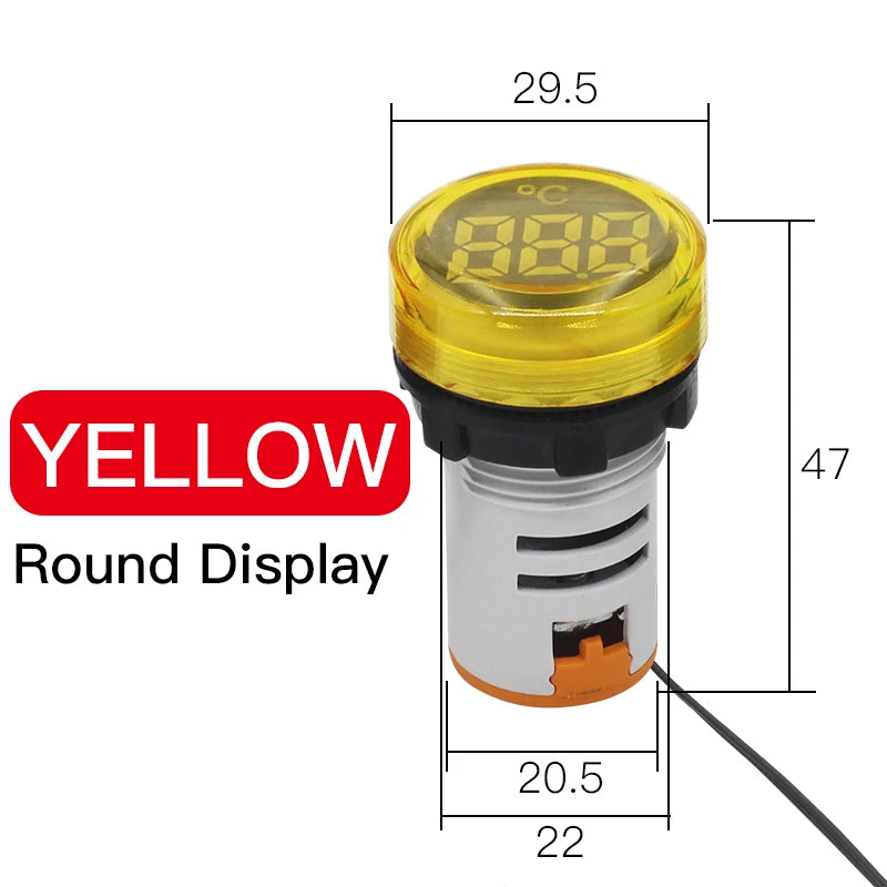 Mini Digital LED Thermometer Square/Round Head Temperature Gauge for Liquid & Air Measurement Range -25℃ to 150℃