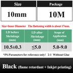 10 METER/LOT BLACK 1/2/3/4/5/6/8/10/10/12/14/16/18/20mm Heat Shrink Tubing Flame Retardant Tube Kit Insulation Tubing Wire Cable