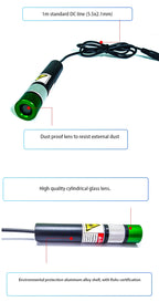 Adjustable Focusing D18mm 520nm 80mw 5/12/24V Green Line 110DEG Laser Diode Module Industrial Grade CW Drive Type