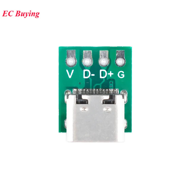 5PCS TYPE-C USB3.1 16 Pin Female to 2.54mm Type C Connector 16P Adapter Test PCB Board Plate Socket For Data Wire Cable Transfer