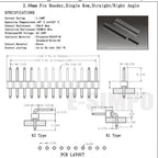 10pcs 2.0mm 1X40P 2X40P 90D RA Right Angle SMD SMT Gold Breakable PCB Board Spacer Single Dual Row Male Pin Header Connector