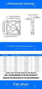 ACP12025 12cm 120mm Fan 120x120x25mm DC5V 12V 24V 2Pin Cooling Fan Suitable for Chassis Power Inverter