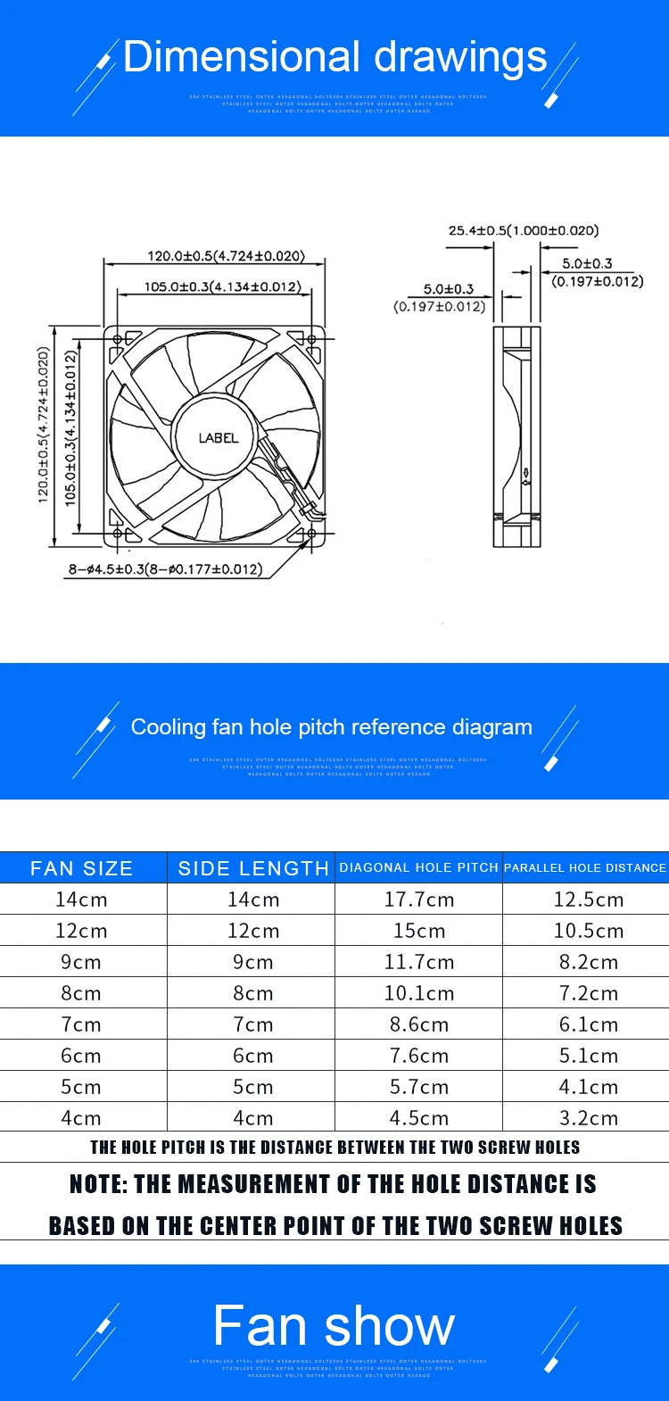 ACP12025 12cm 120mm Fan 120x120x25mm DC5V 12V 24V 2Pin Cooling Fan Suitable for Chassis Power Inverter