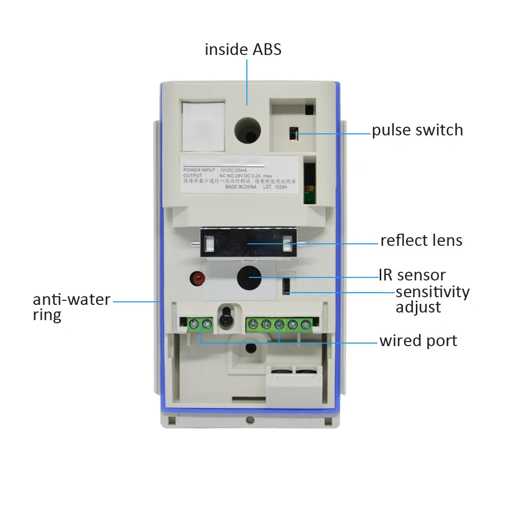 IP54 Waterproof Outdoor Wire Infrared Detector PIR Motion Sensor Pet Immunity 402 NC/NO Relay Signal Output Optional