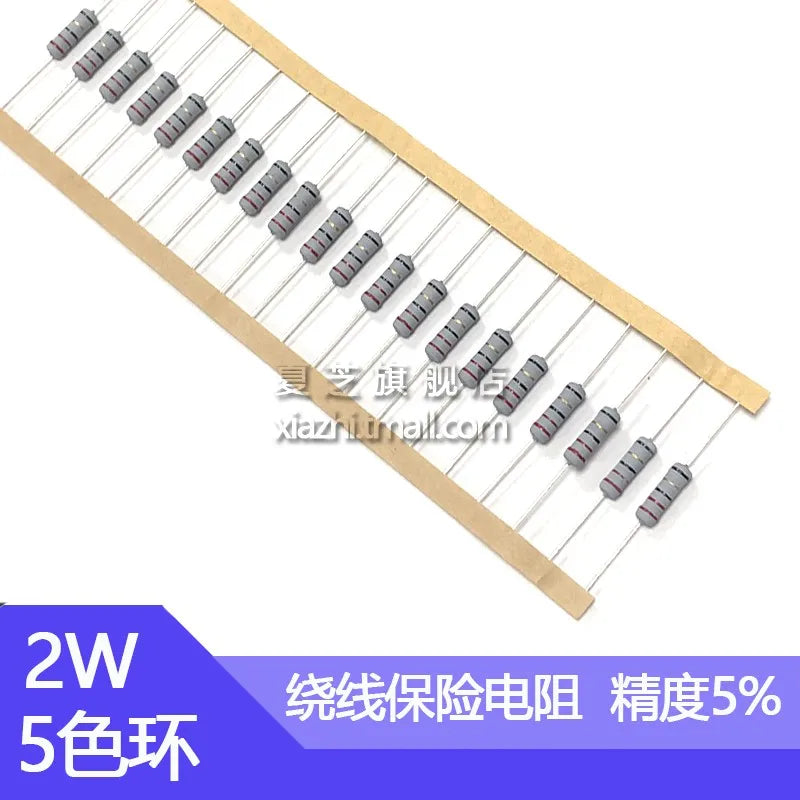 20pcs 2W Wirewound Fuse Resistance Accuracy 5% 10R 20R 22R 33R 39R 47R 51R 56R 68R 100R  Wire Wound Resistor 10 20 22 33 39 Ohm
