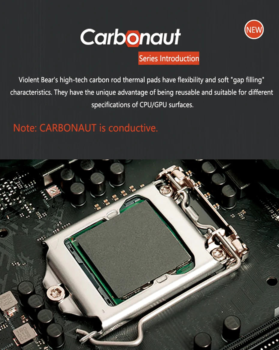 Thermal Grizzly Carbonaut Thermal Pad 62.5W/mk Reusable High Thermal Conductivity CPU/GPU Motherboard Heat Silicone Pad